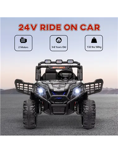 AIYAPLAY 24V 2 Seater Kids Electric Car with Remote Control, Suspension System,  Slow Start, 3 Speeds, for 3-8 Years, Black