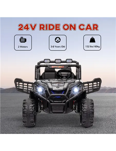 AIYAPLAY 24V 2 Seater Kids Electric Car with Remote Control, Suspension System,  Slow Start, 3 Speeds, for 3-8 Years, Black