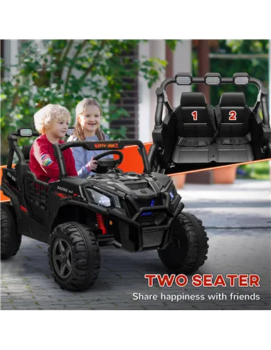 AIYAPLAY 24V 2 Seater Kids Electric Car with Remote Control, Suspension System,  Slow Start, 3 Speeds, for 3-8 Years, Black