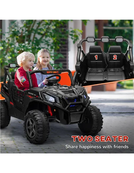 AIYAPLAY 24V 2 Seater Kids Electric Car with Remote Control, Suspension System,  Slow Start, 3 Speeds, for 3-8 Years, Black