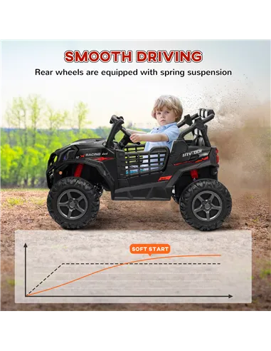 AIYAPLAY 24V 2 Seater Kids Electric Car with Remote Control, Suspension System,  Slow Start, 3 Speeds, for 3-8 Years, Black