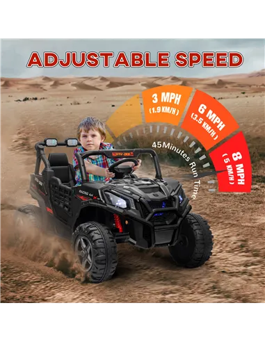 AIYAPLAY 24V 2 Seater Kids Electric Car with Remote Control, Suspension System,  Slow Start, 3 Speeds, for 3-8 Years, Black