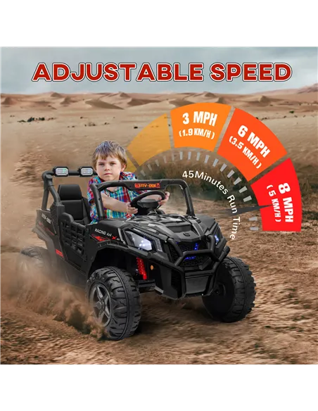 AIYAPLAY 24V 2 Seater Kids Electric Car with Remote Control, Suspension System,  Slow Start, 3 Speeds, for 3-8 Years, Black