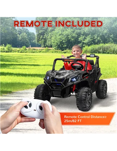 AIYAPLAY 24V 2 Seater Kids Electric Car with Remote Control, Suspension System,  Slow Start, 3 Speeds, for 3-8 Years, Black