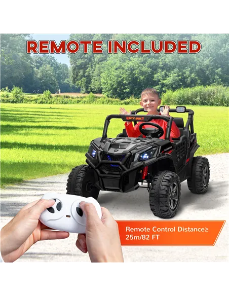 AIYAPLAY 24V 2 Seater Kids Electric Car with Remote Control, Suspension System,  Slow Start, 3 Speeds, for 3-8 Years, Black