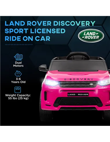 AIYAPLAY Licensed Land Rover Discovery Sport, 12V Kids Ride on Car w/ Remote Control, Lights, Music, Horn, for 3-6 Years, Pink