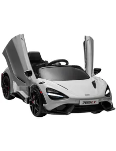 AIYAPLAY McLaren 765LT Licensed 12V Kids Electric Ride on Car with Butterfly Doors, Remote Control, Transport Wheels, Grey