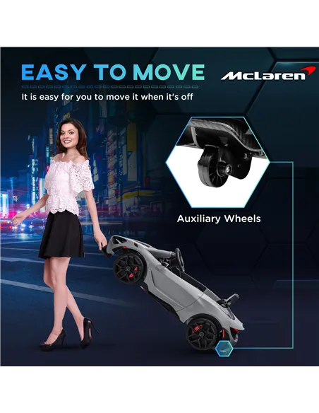 AIYAPLAY McLaren 765LT Licensed 12V Kids Electric Ride on Car with Butterfly Doors, Remote Control, Transport Wheels, Grey