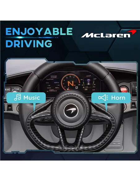 AIYAPLAY McLaren 765LT Licensed 12V Kids Electric Ride on Car with Butterfly Doors, Remote Control, Transport Wheels, Grey