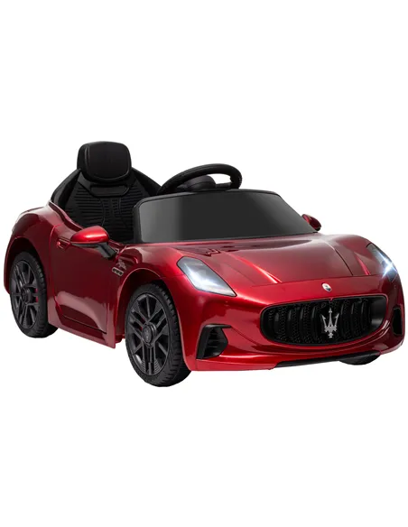AIYAPLAY 12V Maserati Gran Turismo Folgore Lincesed Kids Electric Car with Remote Control, Soft Start, Wine Red