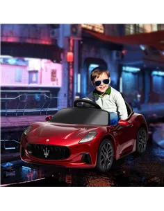 AIYAPLAY 12V Maserati Gran Turismo Folgore Lincesed Kids Electric Car with Remote Control, Soft Start, Wine Red 2