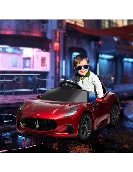 AIYAPLAY 12V Maserati Gran Turismo Folgore Lincesed Kids Electric Car with Remote Control, Soft Start, Wine Red