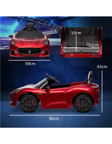 AIYAPLAY 12V Maserati Gran Turismo Folgore Lincesed Kids Electric Car with Remote Control, Soft Start, Wine Red