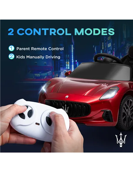 AIYAPLAY 12V Maserati Gran Turismo Folgore Lincesed Kids Electric Car with Remote Control, Soft Start, Wine Red
