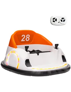 AIYAPLAY 360° Rotation Kids Bumper Car, 12V Waltzer Car with Remote Control, Dual Joysticks, Music Lights, Orange