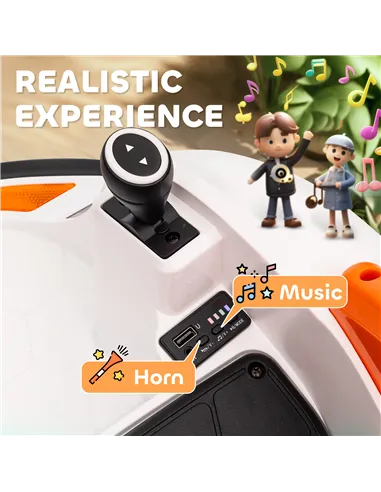 AIYAPLAY 360° Rotation Kids Bumper Car, 12V Waltzer Car with Remote Control, Dual Joysticks, Music Lights, Orange