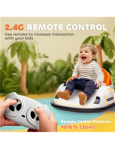 AIYAPLAY 360° Rotation Kids Bumper Car, 12V Waltzer Car with Remote Control, Dual Joysticks, Music Lights, Orange