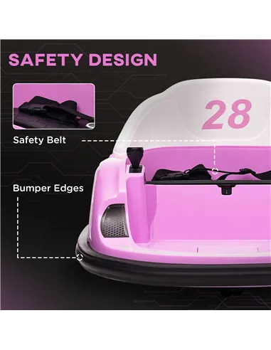 AIYAPLAY 360° Rotation Kids Bumper Car, 12V Waltz Car with Remote Control, Dual Joystick, Music, Lights, Pink