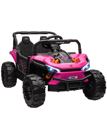 AIYAPLAY 12V Battery Powered Ride on Truck w/ Remote, Four Suspension Wheels, Horn, Lights, Music, USB, for Ages 3-5 Years, Pink