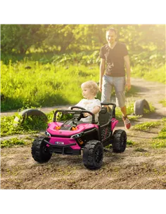 AIYAPLAY 12V Battery Powered Ride on Truck w/ Remote, Four Suspension Wheels, Horn, Lights, Music, USB, for Ages 3-5 Years, Pink 2