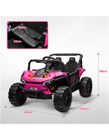AIYAPLAY 12V Battery Powered Ride on Truck w/ Remote, Four Suspension Wheels, Horn, Lights, Music, USB, for Ages 3-5 Years, Pink