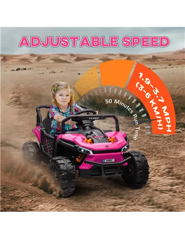 AIYAPLAY 12V Battery Powered Ride on Truck w/ Remote, Four Suspension Wheels, Horn, Lights, Music, USB, for Ages 3-5 Years, Pink