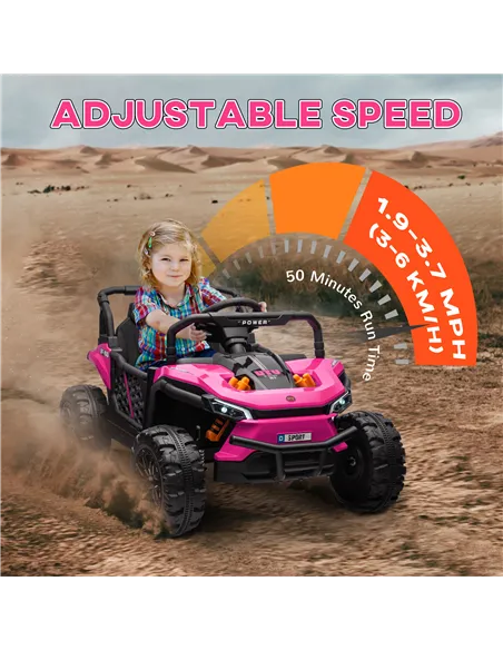 AIYAPLAY 12V Battery Powered Ride on Truck w/ Remote, Four Suspension Wheels, Horn, Lights, Music, USB, for Ages 3-5 Years, Pink