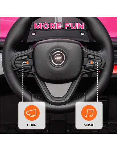 AIYAPLAY 12V Battery Powered Ride on Truck w/ Remote, Four Suspension Wheels, Horn, Lights, Music, USB, for Ages 3-5 Years, Pink