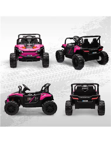 AIYAPLAY 12V Battery Powered Ride on Truck w/ Remote, Four Suspension Wheels, Horn, Lights, Music, USB, for Ages 3-5 Years, Pink