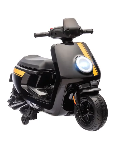 AIYAPLAY 6V Ride on Motorbike, Kids Electric Motorbike w/ Headlights, Music, Training Wheels, for Ages 18-36 Months, Black