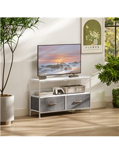 HOMCOM TV Stand Cabinet with 2 Foldable Drawers - White 2
