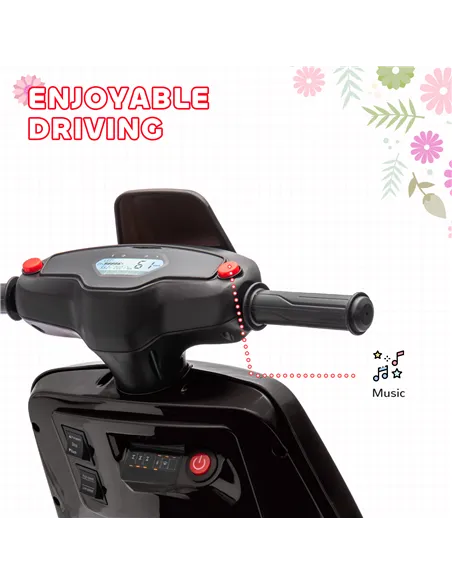AIYAPLAY 6V Ride on Motorbike, Kids Electric Motorbike w/ Headlights, Music, Training Wheels, for Ages 18-36 Months, Black