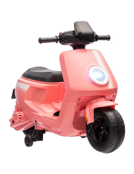 AIYAPLAY 6V Ride on Motorbike, Kids Electric Motorbike w/ Headlights, Music, Training Wheels, for Ages 18-36 Months, Pink