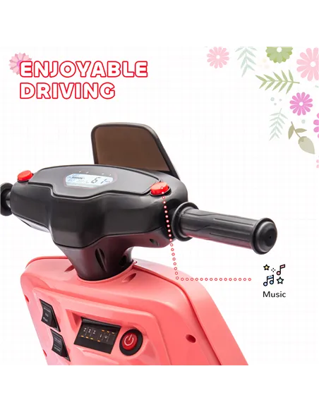AIYAPLAY 6V Ride on Motorbike, Kids Electric Motorbike w/ Headlights, Music, Training Wheels, for Ages 18-36 Months, Pink