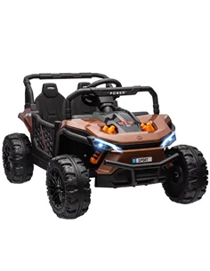 AIYAPLAY 12V Battery Powered Ride on Truck w/ Remote, Four Suspension Wheels, Horn, Lights, Music, USB, for Ages 3-5 Years, Brow