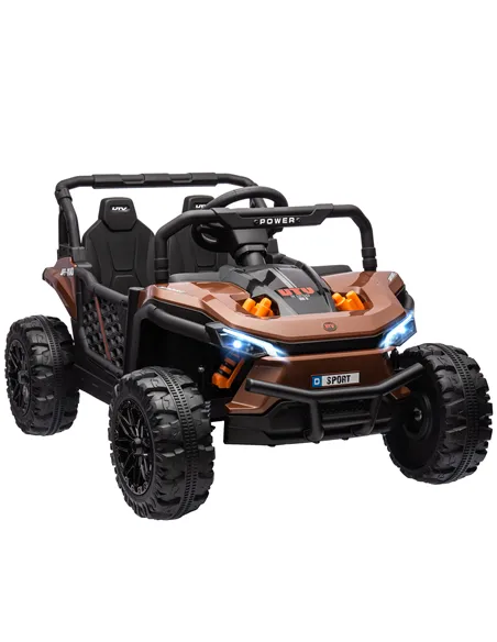 AIYAPLAY 12V Battery Powered Ride on Truck w/ Remote, Four Suspension Wheels, Horn, Lights, Music, USB, for Ages 3-5 Years, Brow