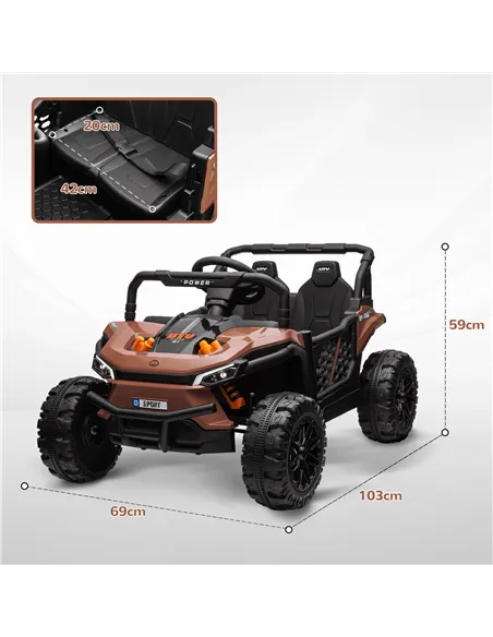 AIYAPLAY 12V Battery Powered Ride on Truck w/ Remote, Four Suspension Wheels, Horn, Lights, Music, USB, for Ages 3-5 Years, Brow