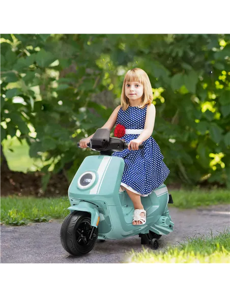 AIYAPLAY 6V Ride on Motorbike, Kids Electric Motorbike w/ Headlights, Music, Training Wheels, for Ages 18-36 Months, Green