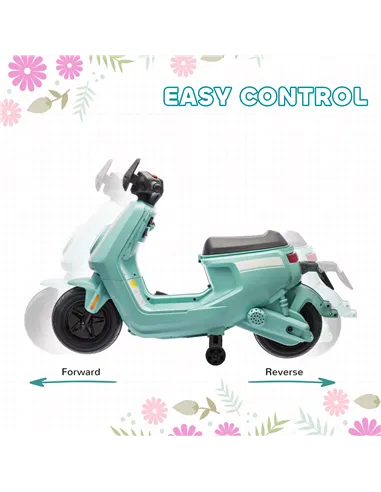 AIYAPLAY 6V Ride on Motorbike, Kids Electric Motorbike w/ Headlights, Music, Training Wheels, for Ages 18-36 Months, Green
