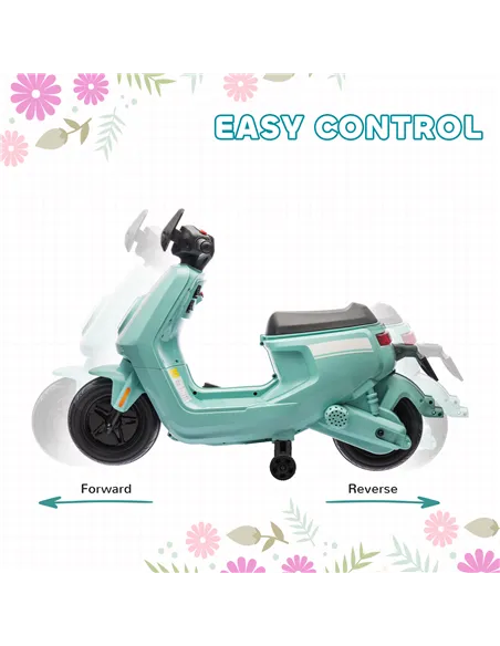 AIYAPLAY 6V Ride on Motorbike, Kids Electric Motorbike w/ Headlights, Music, Training Wheels, for Ages 18-36 Months, Green