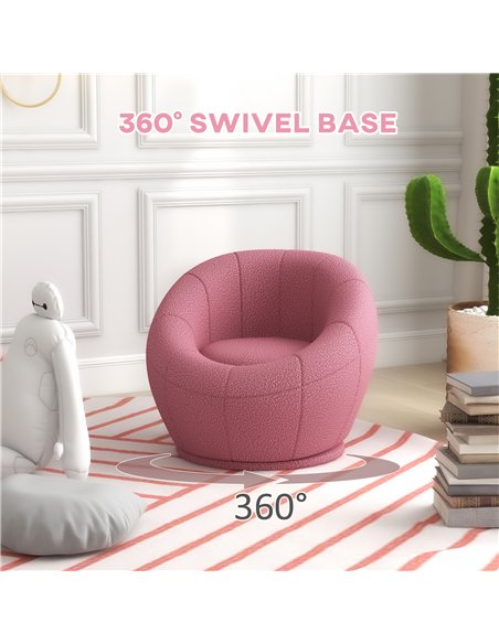 HOMCOM Modern Accent Chair, Swivel Upholstered Armchair for Living Room, Bedroom, Home Office, Pink