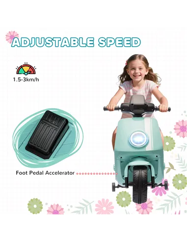 AIYAPLAY 6V Ride on Motorbike, Kids Electric Motorbike w/ Headlights, Music, Training Wheels, for Ages 18-36 Months, Green