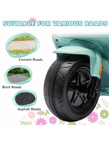 AIYAPLAY 6V Ride on Motorbike, Kids Electric Motorbike w/ Headlights, Music, Training Wheels, for Ages 18-36 Months, Green