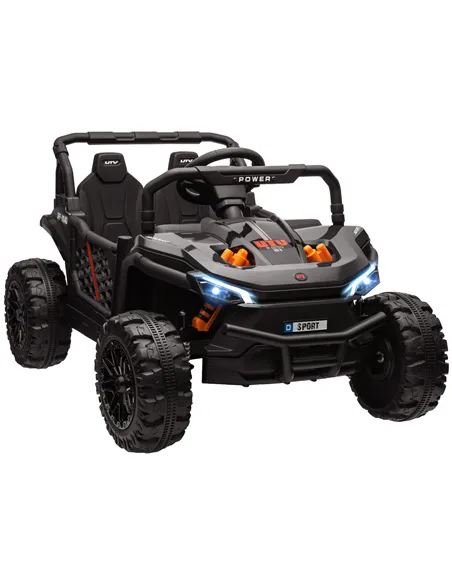 AIYAPLAY 12V Battery Powered Ride on Truck w/ Remote, Four Suspension Wheels, Horn, Lights, Music, USB, for Ages 3-5 Years, Blac