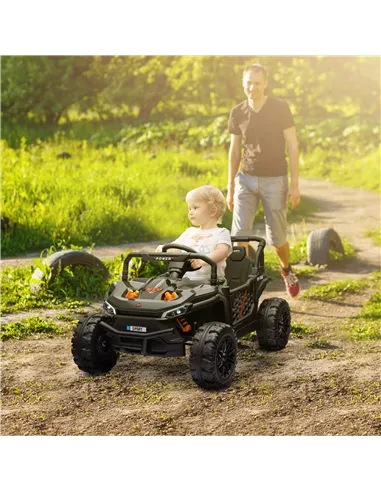 AIYAPLAY 12V Battery Powered Ride on Truck w/ Remote, Four Suspension Wheels, Horn, Lights, Music, USB, for Ages 3-5 Years, Blac