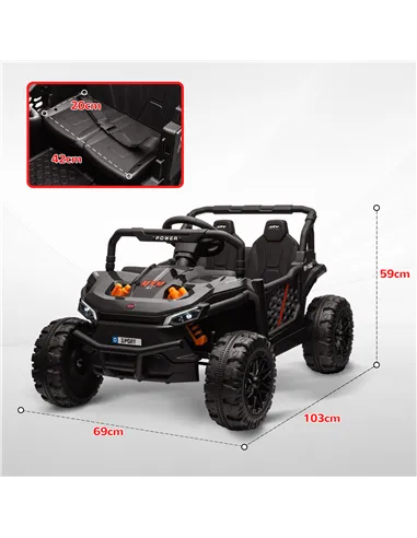 AIYAPLAY 12V Battery Powered Ride on Truck w/ Remote, Four Suspension Wheels, Horn, Lights, Music, USB, for Ages 3-5 Years, Blac