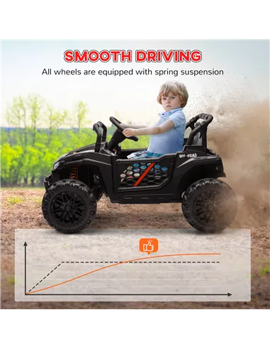 AIYAPLAY 12V Battery Powered Ride on Truck w/ Remote, Four Suspension Wheels, Horn, Lights, Music, USB, for Ages 3-5 Years, Blac