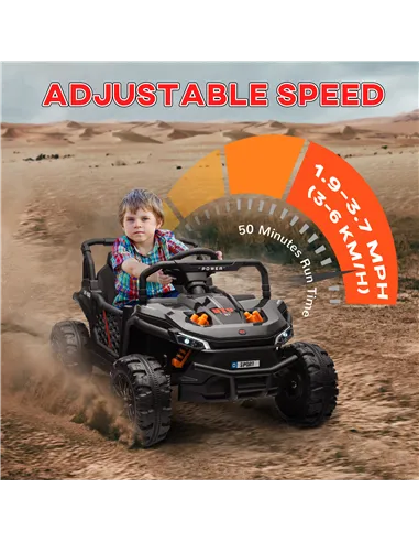 AIYAPLAY 12V Battery Powered Ride on Truck w/ Remote, Four Suspension Wheels, Horn, Lights, Music, USB, for Ages 3-5 Years, Blac