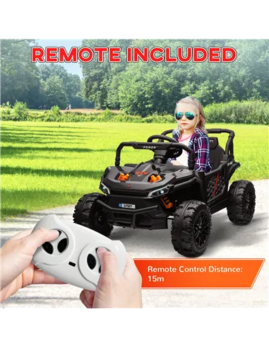 AIYAPLAY 12V Battery Powered Ride on Truck w/ Remote, Four Suspension Wheels, Horn, Lights, Music, USB, for Ages 3-5 Years, Blac