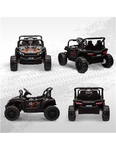 AIYAPLAY 12V Battery Powered Ride on Truck w/ Remote, Four Suspension Wheels, Horn, Lights, Music, USB, for Ages 3-5 Years, Blac